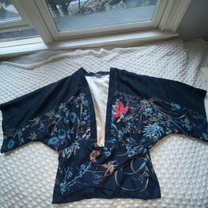 Elegant Lulla Navy Floral Kimono Blouse